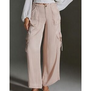 Anthropologie Blush Pink Wide Leg Cargo‎ Culottes High Rise Utility Pants NWT 8